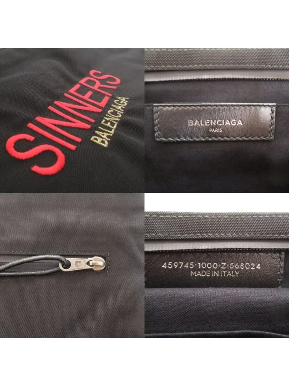 Balenciaga Logo Nylon Black Pouch Clutch